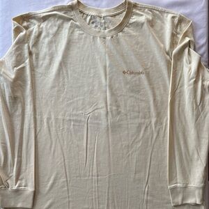Columbia Long Sleeve Crewneck Tee in Light Cream with Gold Logo